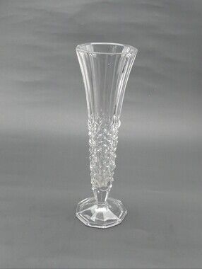 Vintage Crystal Clear "ICE LOOK" Diamont Point Trumpet Bud Vase